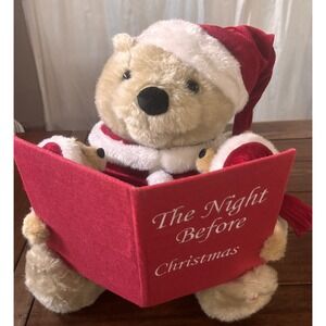 VTG 2009 The Night Before Christmas Animated Story Time Bear with Two Cubs 13"